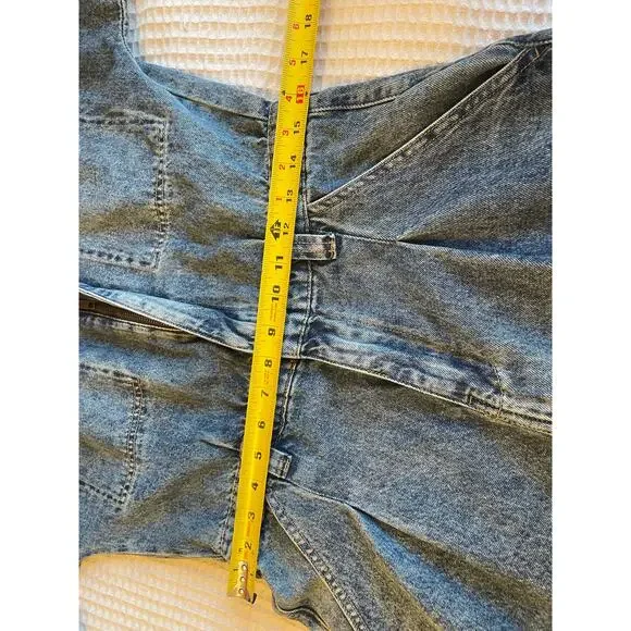 Free People We The Free Western Denim Zip Up Long Sleeve Straight Leg Jumpsuit M - Picture 12 of 15